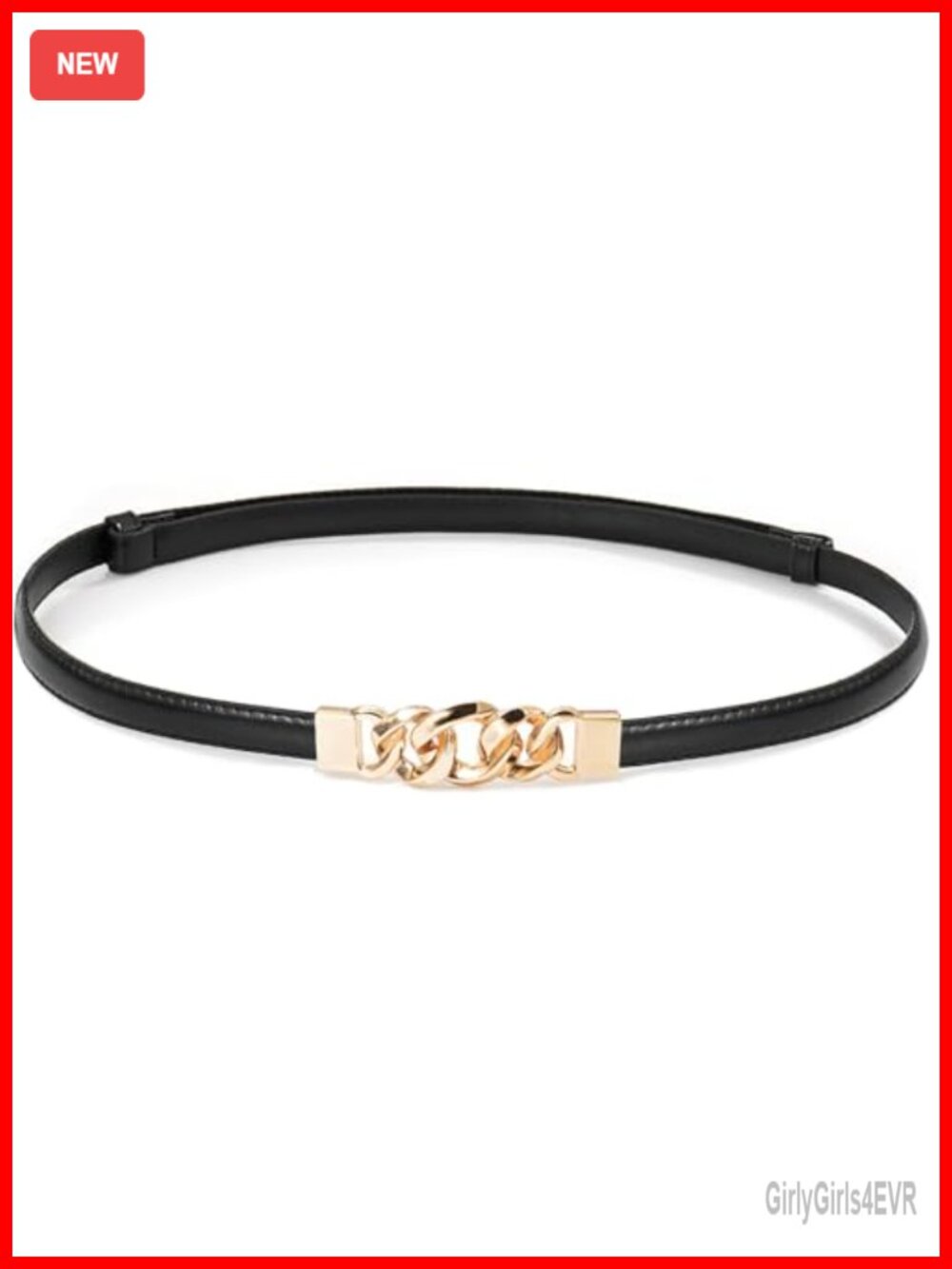 Women Skinny Belt Thin PU Leather Waist Belt with Gold Buckle